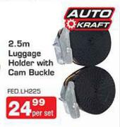 Auto Kraft 2.5m Luggage Holder With Cam Buckle-Per Set