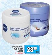 Nivea B/Crm Tub Body Asstd-1 x 400ml