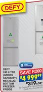 Defy 240L Gross Capacity Metallic Bottom Freezer Fridge