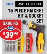 Dixon 15 Piece Ratchet Bit & Socket Set
