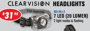 Clear Vision Headlights 7 LED 20 Lumen MX-H4+3