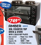 Amber 33L Counter Top Oven & Stove With 2 Solid Hot Plates AMBC32