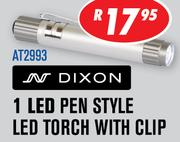 Dixon 1 LED Pen Style LED Torch With Clip AT2993