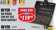 Beyer 99 Piece CRV Bit Set With Ratchet C101B