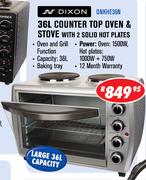 Dixon 36L Counter Top Oven & Stove With 2 Solid Hot Plates DNKHE36N