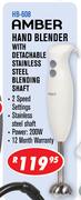 Amber Hand Blender With Detachable Stainless Steel Shaft HB-608