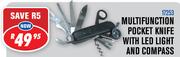 Multifunction Pocket Knife With LED Light And Compass 17253