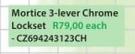 Mortice 3-Lever Chrome Lockset CZ694243123CH-Each
