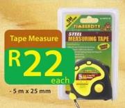 Timbercity Tape Measure-5m x 25mm