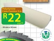 Polystyrene 3m Cove Cornice- 50mm x 50mm Each