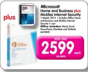 Microsoft Home And Business Plus McAfee Internet Security 2013