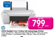 HP 2545 Deskjet 3-In-1 Colour Ink Advantage Printer-Each