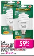 Flash CFL Spiral 20W Dimmable E27-Each