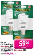 Flash CFL Spiral 20W Dimmable B22-Each