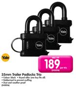 Yale 35mm Trailer Padlocks Trio-Per Trio