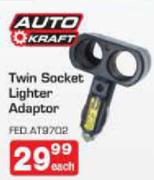 Auto Kraft Twin Socket Lighter Adaptor-Each