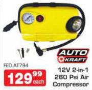 Auto Kraft 12V 2-In-1 260 Psi Air Compressor-Each
