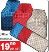 Auto Kraft 4 Pce PVC Shining Car Mat Sets Red/Blue-Per Set