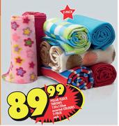 Polar Fleece Throws 130x150cm Assorted Colours-2 Pack Each