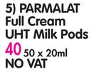 Parmalat Full Cream UHT Milk Pods-50x20ml