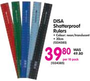 Disa Shatterproof Rulers-Per 10 Pack