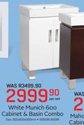 White Munich 600 Cabinet & Basin Combo XXBSMU600W-Per Set