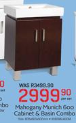 Mahogany Munich 600 Cabinet & Basin Combo XXBSMU600M-Per Set