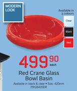 Red Crane Glass Bowl Basin PRGB420DR