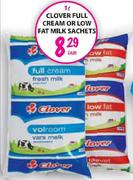 Clover Full Cream Or Low Fat Milk Sachets-1Ltr Each 