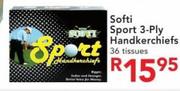 Softi Sport 3-Ply Handkerchiefs 36 Tissues