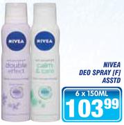 Nivea Deo Spray(F) Asstd-6x150ml