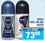 Nivea Roll On(M) Asstd-6x50ml