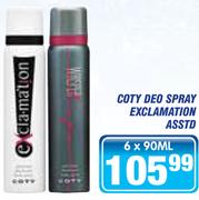 Coty Deo Spray Exclamation Asstd-6x90ml