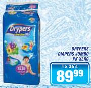 Drypers Diapers Jumbo Pk XLrg-36's