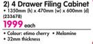 Prestige 4 Drawer Filing Cabinet-Each