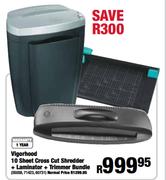 Vigorhood 10 Sheet Cross Cut Shredder + Laminator + Trimmer Bundle
