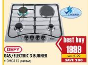 Defy Gas/Electric 3 Burner (DHG112)