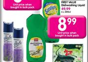 First value Dishwashing Liquid-6x400ml