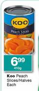 Koo Peach Slices/Halves-410g