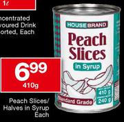 House Brand Peach Slices/Halves in Syrup-410g