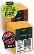 Foodco 3 Pack Cheddar or Gouda Cheese-Per Kg