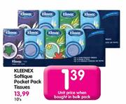 Kleenex Softique Pocket Pack Tissues-10's