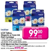 Brother Black Ink Print Cartridge-LC39 Each