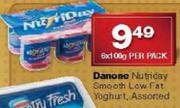Danone Nutriday Smooth Low Fat Yoghurt Assorted-6X100g Per Pack