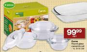 Curve Round Glass Casserole Set-3-Piece 1ltr, 2ltr & 2.8ltr Per Set