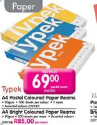 Typek A4 Bright Coloured Paper Reams-Per Ream