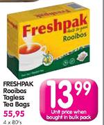 Freshpak Rooibos Tagless Tea Bags-4x80's
