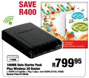 100MB Data Starter Pack Plus Wireless 3G Router