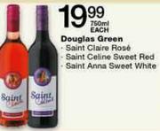 Douglas Green/Saint Claire Rose/Saint Celine Sweet Red/Saint Anna Sweet White-750l Each