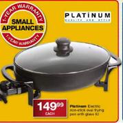 Platinum Electric Non-Stick Oval Frying Pan with Glass Lid